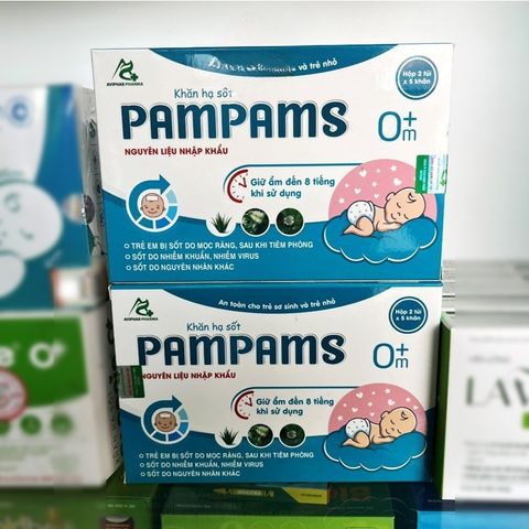 Khăn lau hạ sốt PamPams cho bé (thành phần thảoo dượcc nhập khẩu)
