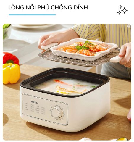 Nồi Hấp Điện Đa Năng Haatz HTP099 (CIM371) - 10L, 8 Chức Năng, Công Suất 1000W, Bảo Hành 2 Năm - Trợ Thủ Hoàn Hảo Cho Bữa Ăn Lành Mạnh