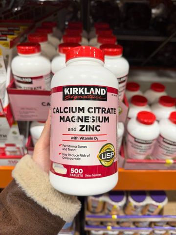 Viên uống Calcium Citrate hỗ trợ xương Magnesium & Zinc, hộp 500 viên bổ sung canxi, ngừa loãng xương