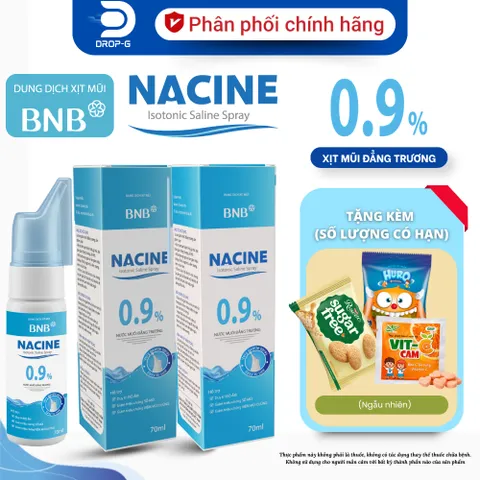 (Chính hãng) Dung dịch xịt mũi đẳng trương 0.9%  [ NACINE Isotonic Saline Spray] C/70ml - Saline - Đẳng trương -0.9%