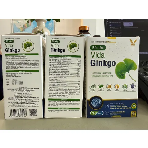 ( Chính hãng) - Viên uống hỗ trợ hoạt huyết, hỗ trợ cải thiện triệu chứng đau đầu, chóng mặt [ TPBVSK VIDA GINKGO ] H30v