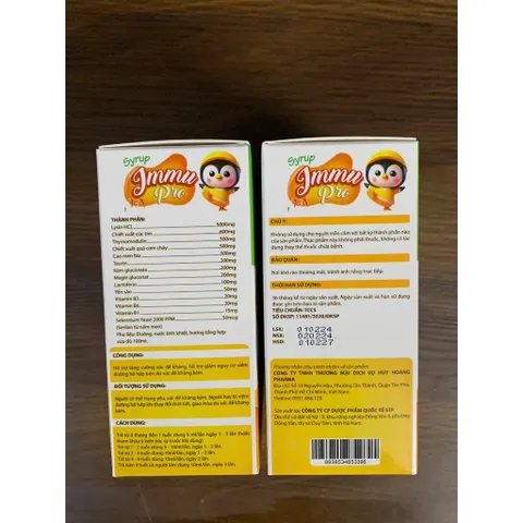 (Chính hãng) Siro Hỗ trợ tăng sức đề kháng [TPBVSK Syrup Immu Pro VÀNG] - H/20 ống 765345