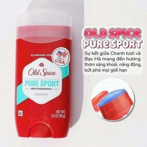 Lăn khử mùi Old Spice Pure Sport 85g - Thơm mát suốt ngày dài 💰Sale Sập Sàn - Giá Tốt! 🎁