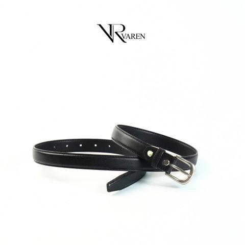 Thắt Lưng Bản Nhỏ 2.3cm Unisex Da Bò Thật Khóa Hợp Kim Bạc Mờ Dây Nịt LS02