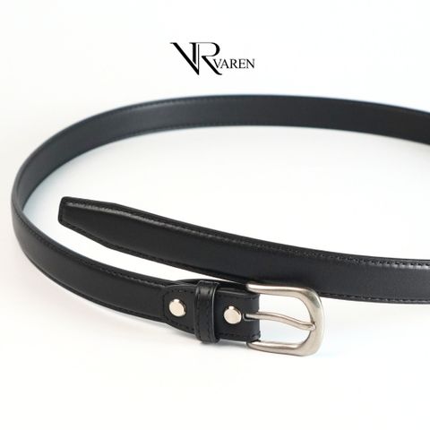 Thắt Lưng Bản Nhỏ 2.3cm Unisex Da Bò Thật Khóa Hợp Kim Bạc Mờ Dây Nịt LS02