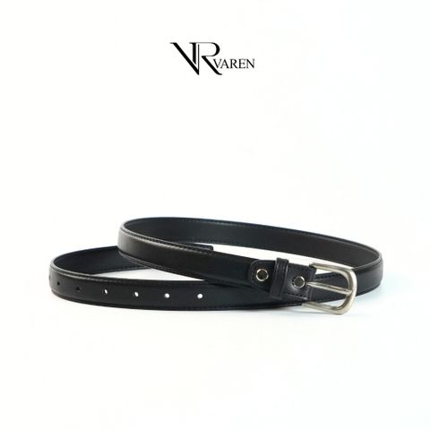 Thắt Lưng Bản Nhỏ 2.3cm Unisex Da Bò Thật Khóa Hợp Kim Bạc Mờ Dây Nịt LS02