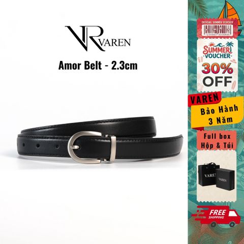 Thắt Lưng Da Bò Bản Nhỏ 2.3cm VAREN AMOR Dây Nịt Unisex Nam Nữ Cao Cấp Bền Bỉ TL002 AM