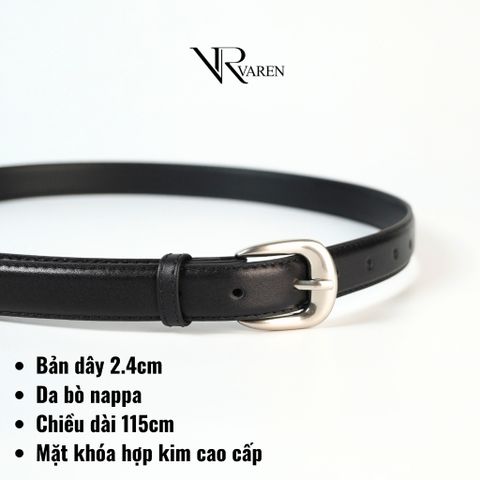 Thắt Lưng Da Bò Bản Nhỏ 2.4cm Dây Nịt Phong Cách Tối Giản Unisex Khóa Hợp Kim TL Terra 01