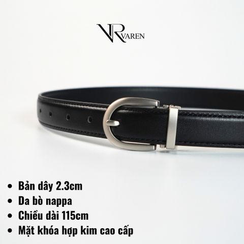 Thắt Lưng Da Bò Bản Nhỏ 2.3cm VAREN AMOR Dây Nịt Unisex Nam Nữ Cao Cấp Bền Bỉ TL002 AM