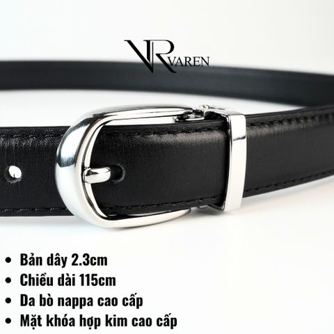 Thắt Lưng Bản Nhỏ Da Bò Nappa VAREN Haza Belt- Dây Nịt Bản 2.3cm Da Bò Cao Cấp Unisex Hz01