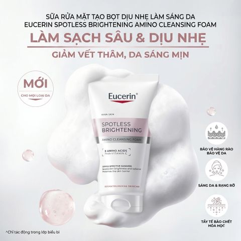 [Mẫu Mới] Sữa Rửa Mặt Eucerin Hỗ Trợ Làm Sáng Da, Giảm Đốm Nâu Spotless Brightening Gentle Cleansing Foam 150gr