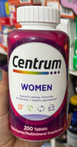 Centrum Women 200 viên - Vitamin tổng hợp cho phụ nữ  dưói 50 tuổi hỗ trợ năng lượng và làm đẹp