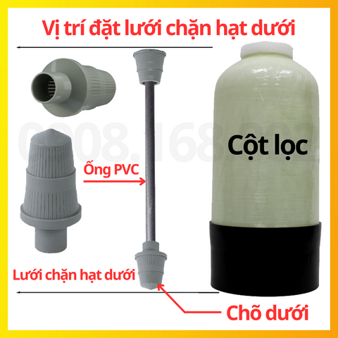 Lưới Chặn Hạt Dưới - Chõ Dưới, Sử Dụng Cho Cột Lọc Nước 844, 1054, 1252, 1354, 1465, 1665