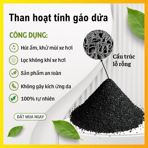 Than Hoạt Tính Gáo Dừa Cao Cấp, Hút Ẩm, Khử Mùi Ôto, Tủ Lạnh, Lọc Không Khí Xe Hơi [Không Tặng Túi Vải]