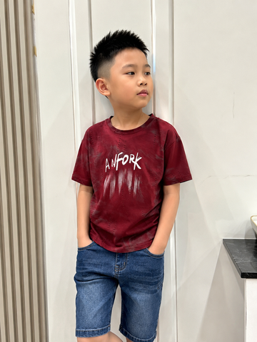 Hàng QC - Áo thun chữ rách loang mát mẻ thoáng khí mùa hè cho bé