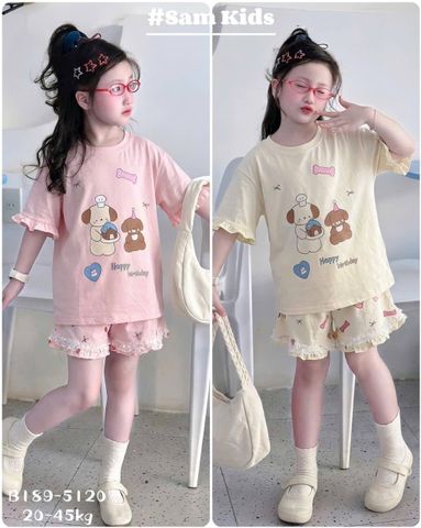 Hàng QC - Set bộ thun cotton chó con puppy cute đáng yêu dễ thương kèm dây buộc tóc phong cách hàn quốc mùa hè cho bé