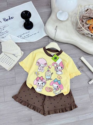 Hàng QC - Set bộ thun cotton thỏ con chấm bi cute đáng yêu dễ thương phong cách hàn quốc mùa hè cho bé gái