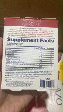 Viên uống hỗ trợ sức khỏe đường tiết niệu AZO Cranberry 50 viên - Sản phẩm nhập khẩu từ Mỹ, chiết xuất tự nhiên từ nam việt quất