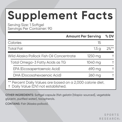 Sport Research Bổ Sung Omega - 3, tăng cường sức khỏe tim mạch, cải thiện trí nhớ, sản xuất tại Mỹ