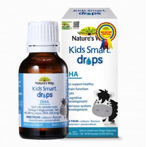 Nature's Way Kids Smart Drops DHA 20 mL - Bổ sung DHA & EPA - Thúc Đẩy Sự Phát Triển Toàn Diện của Não Bộ - Hệ Thần Kinh & Thị Lực cho Trẻ - S/P Nhập Khẩu