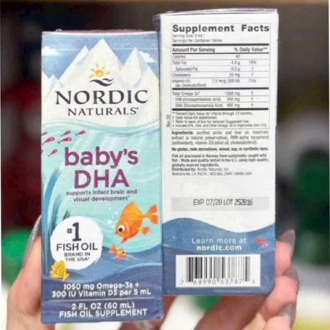 SIRO DHA cho Bé Sơ Sinh 0 -12 Tháng Tuổi Nordic Naturals Baby's DHA 60 mL - Hỗ Trợ Phát Triển Toàn Diện cho Não Bộ - Thần Kinh & Thị Lực - S/P Chuẩn Mỹ