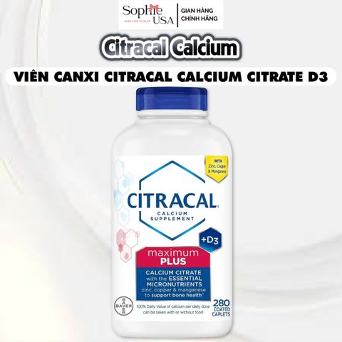 Viên uống bổ sung Canxi Citracal và Vitamin D3 280 viên của Mỹ
