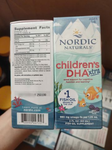 Nordic Naturals Children's DHA Extra 60 mL - Dầu Cá Giọt Hỗ Trợ Phát Triển Toàn Diện cho Trẻ Từ 1-6 Tuổi - S/P Chuẩn Mỹ