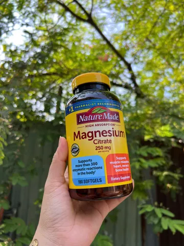 Viên uống hỗ trợ chức năng cơ bắp, thân kinh và tim mạch - Magnesium Citrate Nature Made 250mg 180 viên của Mỹ