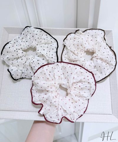 Buộc tóc nữ chấm bi vải phi lụa dày mịn