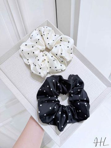 Buộc tóc nữ chấm bi vải phi lụa dày mịn