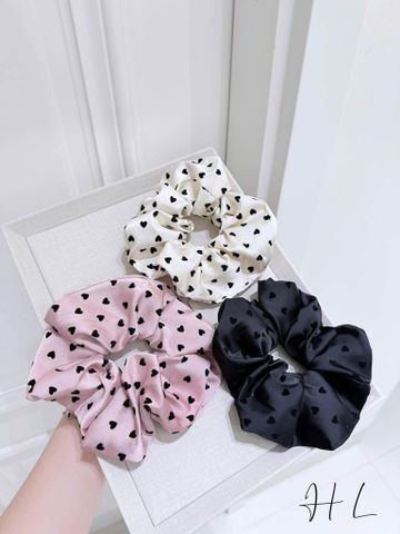 Buộc tóc nữ chấm bi vải phi lụa dày mịn