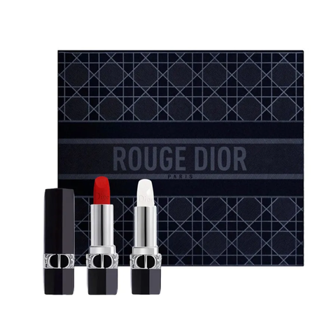 (Fullbox) Set Son Dior Rouge Dior Duo Collection - Màu 999 Velvet và Satin 000 Lip Balm, Bộ Son Chính Hãng Dưỡng Ẩm Mềm Mại NK Chính ngạch Pháp