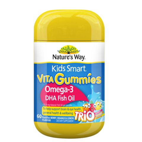Nature's Way Kids Smart Vita Gummies DHA Omega-3 Fish Oil 60 viên - Kẹo Dẻo Bổ Sung Omega-3 cho Trẻ Từ 2 Tuổi Trở Lên - S/P Chuẩn Úc