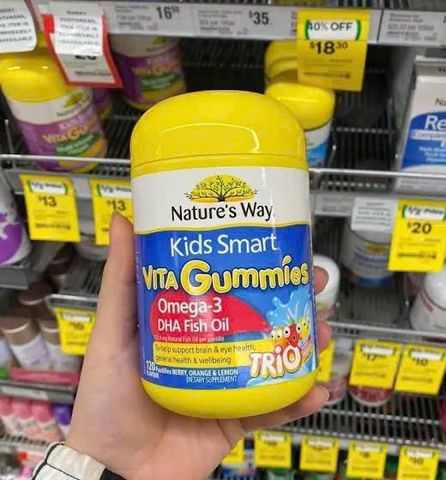 Nature's Way Kids Smart Vita Gummies DHA Omega-3 Fish Oil 60 viên - Kẹo Dẻo Bổ Sung Omega-3 cho Trẻ Từ 2 Tuổi Trở Lên - S/P Chuẩn Úc