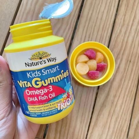Nature's Way Kids Smart Vita Gummies DHA Omega-3 Fish Oil 60 viên - Kẹo Dẻo Bổ Sung Omega-3 cho Trẻ Từ 2 Tuổi Trở Lên - S/P Chuẩn Úc