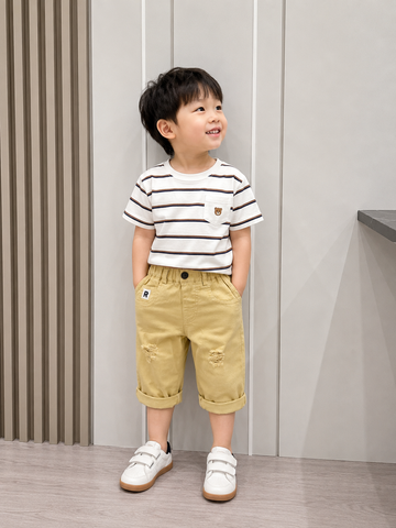 Hàng QC - Quần ngố jean rách cho bé trai cá tính mặc đi chơi đi học