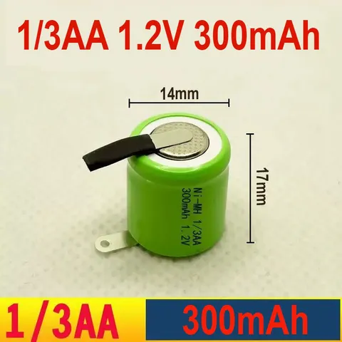 PIN NiCd 1/3AA 1.2V 300mAh HÀN SẴN NIKEN 2 ĐẦU, DÀNH THAY THẾ CHO MÁY CẠO RÂU, TÔNG ĐƠ, MÁY TĂM NƯỚC VÀ CÁC THIẾT BỊ KHÁC