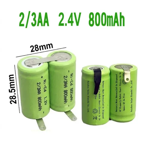 PIN NiCd 2/3AA 2.4V 800mAh HÀN SẴN NIKEN 2 ĐẦU, DÀNH THAY THẾ CHO MÁY CẠO RÂU, TÔNG ĐƠ, MÁY TĂM NƯỚC VÀ CÁC THIẾT BỊ KHÁC