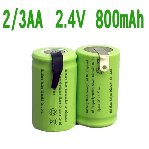 PIN NiCd 2/3AA 2.4V 800mAh HÀN SẴN NIKEN 2 ĐẦU, DÀNH THAY THẾ CHO MÁY CẠO RÂU, TÔNG ĐƠ, MÁY TĂM NƯỚC VÀ CÁC THIẾT BỊ KHÁC