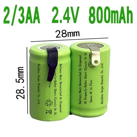 PIN NiCd 2/3AA 2.4V 800mAh HÀN SẴN NIKEN 2 ĐẦU, DÀNH THAY THẾ CHO MÁY CẠO RÂU, TÔNG ĐƠ, MÁY TĂM NƯỚC VÀ CÁC THIẾT BỊ KHÁC