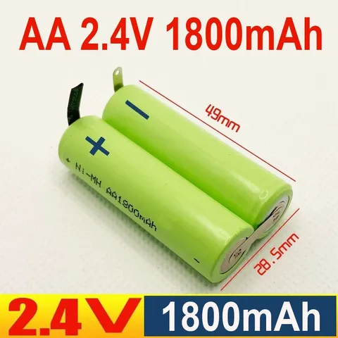 PIN NiMH AA 2.4V 1800mAh HÀN SẴN NIKEN 2 ĐẦU, DÀNH THAY THẾ CHO MÁY CẠO RÂU, TÔNG ĐƠ, MÁY TĂM NƯỚC VÀ CÁC THIẾT BỊ KHÁC