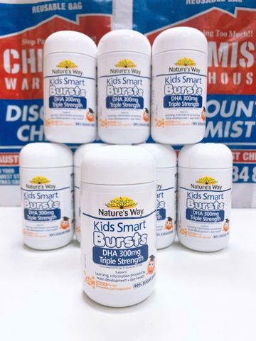 Viên uống DHA 300 mg Nature's Way Kids Smart Bursts DHA 300 mg Triple Strength 60 viên - Nâng Cao Khả Năng Tập Trung & Nhận Thức ở Trẻ