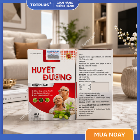 Huyết Đường Kingphar – Hỗ Trợ Chuyển Hóa Đường, Giúp Giảm Nguy Cơ Đường Huyết Cao - Hộp 40 Viên