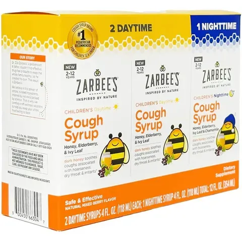 Siro giảm ho cho trẻ 2-12 tuổi Zarbee’s Cough Syrup 2 Daytime +1 Nighttime 118ml set 3 chai