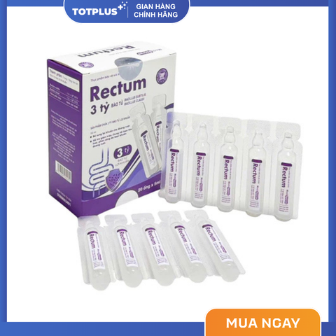 Men vi sinh Rectum 3 Tỷ Bào Tử Lợi Khuẩn – Hỗ Trợ Giảm Rối Loạn Tiêu Hóa, Phân Sống Do Loạn Khuẩn đường ruột - Hộp 20 Ống