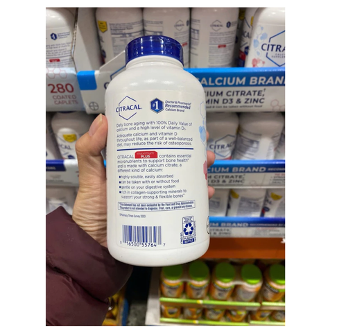 VIÊN BỔ SUNG CANXI CITRACAL MAXIMUM CALCIUM CITRATE +D3 280 viên của Mỹ ung cấp canxi và vitamin D3 cho cơ thể