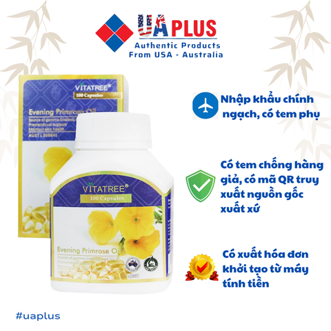 Tinh dầu hoa anh thảo Vitatree Evening Primrose Oil 100 viên