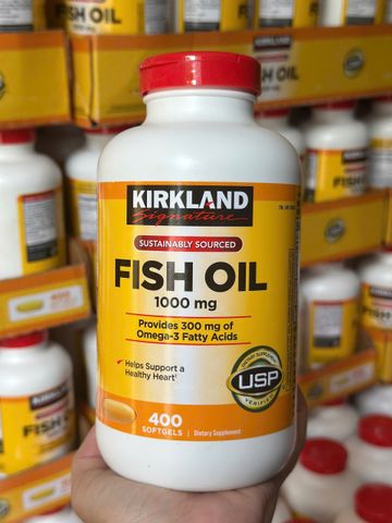Dầu Cá Kirkland Signature Fish Oil 1000 mg 400 viên - Hỗ Trợ Sức Khỏe Tìm Mạch/Thị Lực/Não Bộ - SP Chuẩn Mỹ
