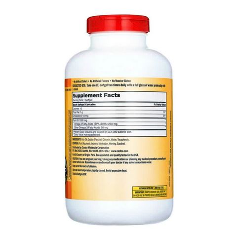 Dầu Cá Kirkland Signature Fish Oil 1000 mg 400 viên - Hỗ Trợ Sức Khỏe Tìm Mạch/Thị Lực/Não Bộ - SP Chuẩn Mỹ