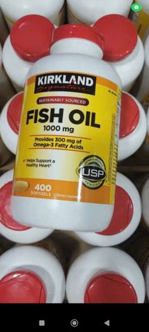 Dầu Cá Kirkland Signature Fish Oil 1000 mg 400 viên - Hỗ Trợ Sức Khỏe Tìm Mạch/Thị Lực/Não Bộ - SP Chuẩn Mỹ